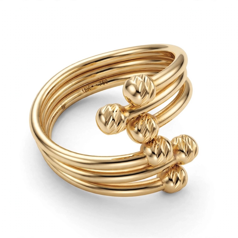 Gold Tone Multi-Band Beaded Statement Ring - Women Jewelry